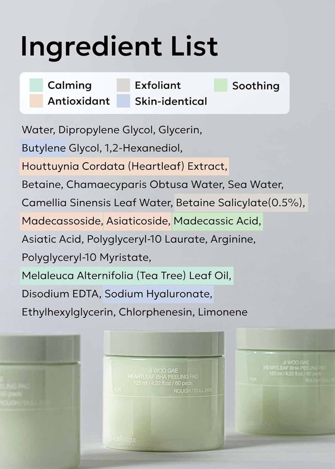 Celimax Ji Woo Gae Heartleaf BHA Peeling Pad 125Ml 60Pads
