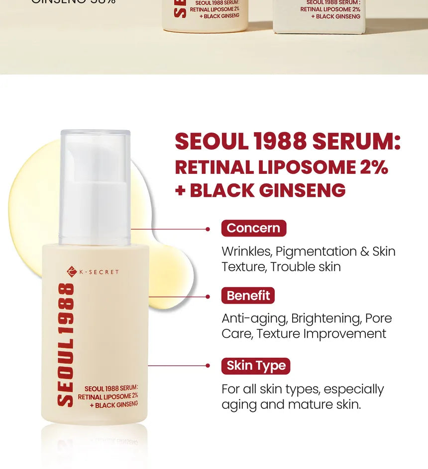 K-Secert Seoul 1988  Retinal Liposome 2% + Black Ginseng Serum