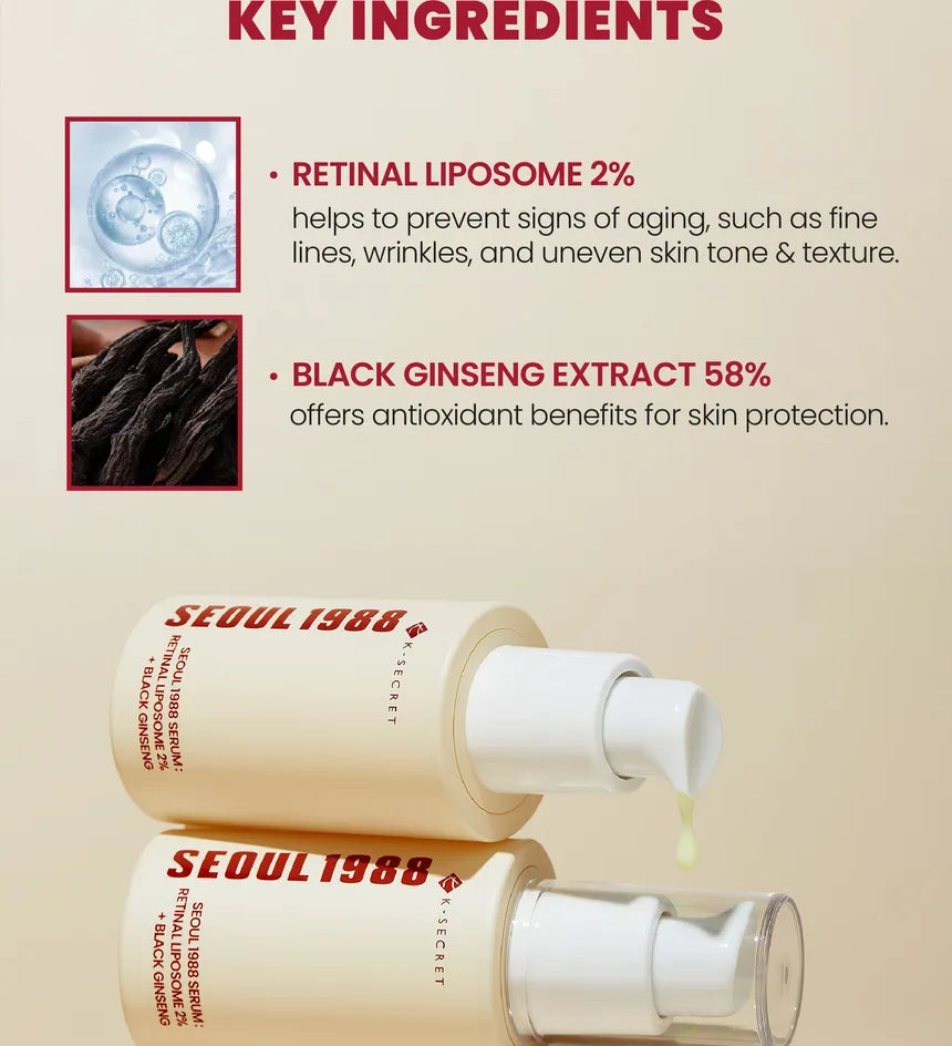 K-Secert Seoul 1988  Retinal Liposome 2% + Black Ginseng Serum