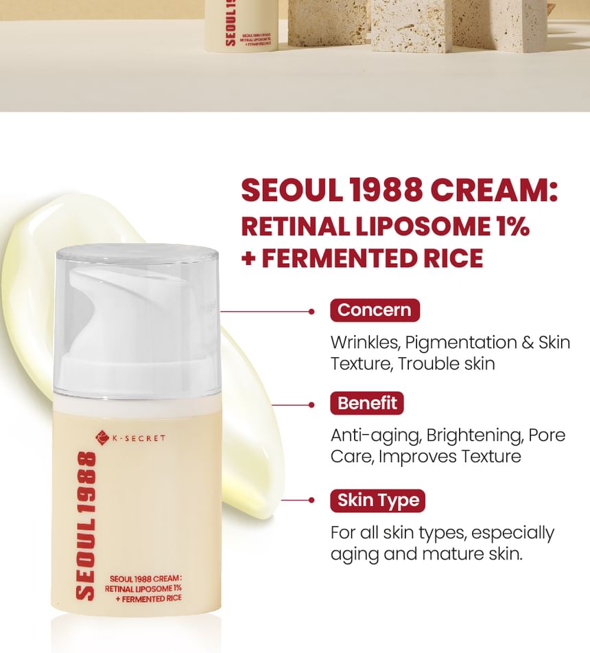 K-Secert Seoul1988 Cream Retinal Liposome 1% + Fermented Rice 50Ml