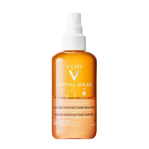 Vichy Capital Soleil SPF50 Tan Illiuminating Beta -Carotene Protective Water 200Ml