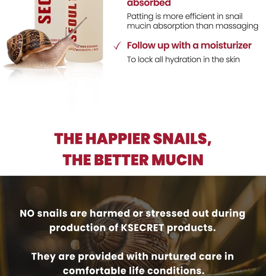 K-Secert Seoul1988 Essence Snail Mucin 97% +Rice 100Ml