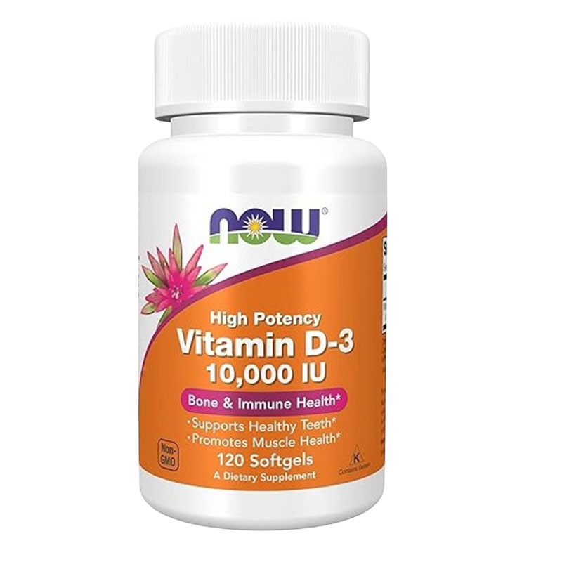 Now Vitamin D-3 10.000 IU Bone & Immune Health 120 Softgels